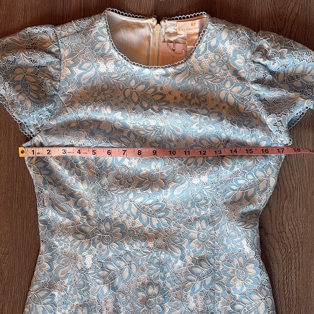 Rachel Parcell Lace Sheath with Ruffle Hem - Celeste Blue Size M - Picture 10 of 16